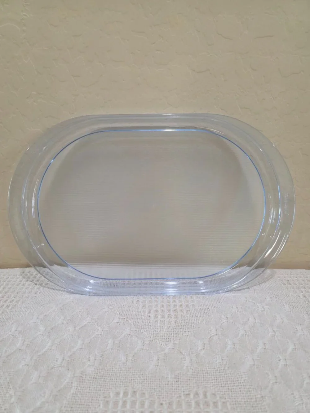 Authentic Tupperware Preludio Transparent Blue Acrylic Oval Serving Vanity Tray